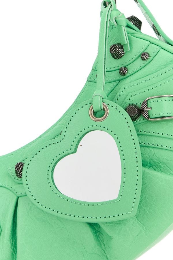 BALENCIAGA | Mint green nappa leather Le Cagole XS shoulder bag