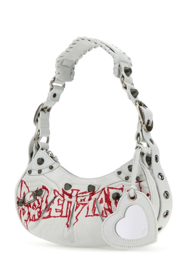BALENCIAGA | White leather Le Cagole XS shoulder bag