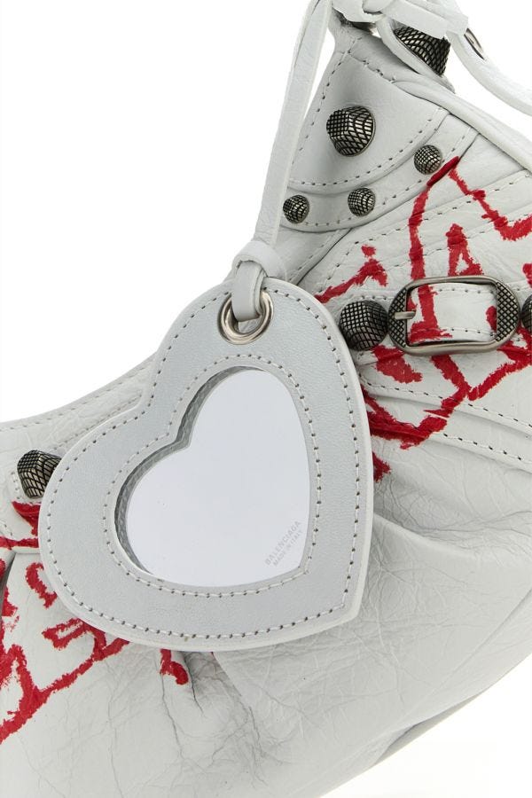 BALENCIAGA | White leather Le Cagole XS shoulder bag