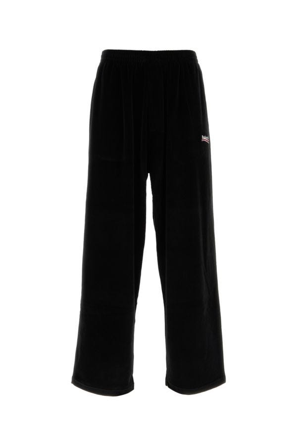 BALENCIAGA | Black velvet wide-leg pant