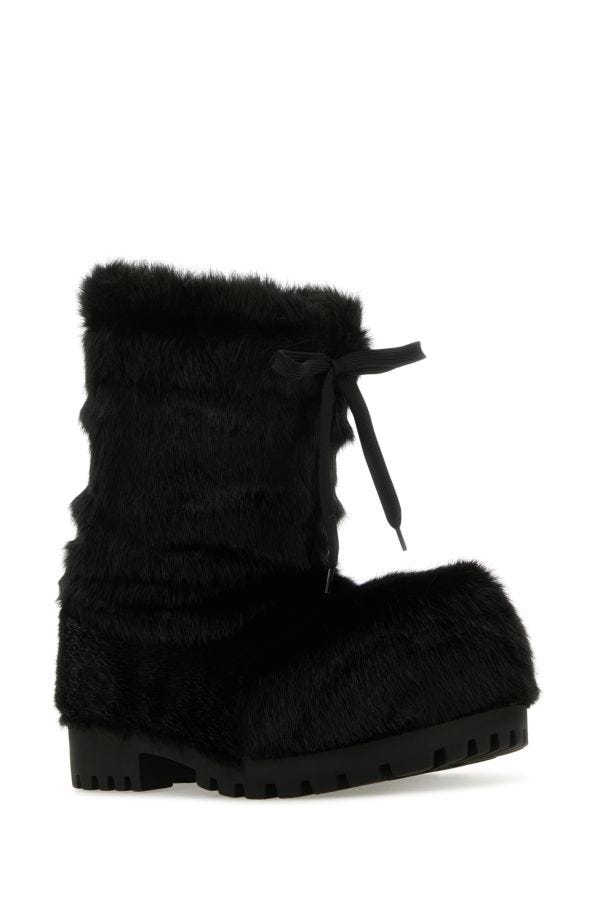 BALENCIAGA | Black eco fur Alaska ankle boots