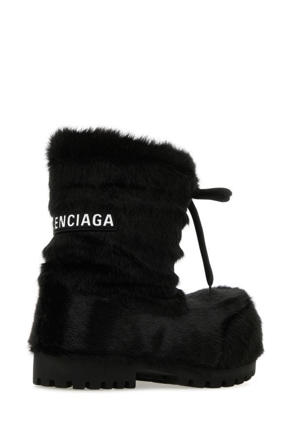 BALENCIAGA | Black eco fur Alaska ankle boots