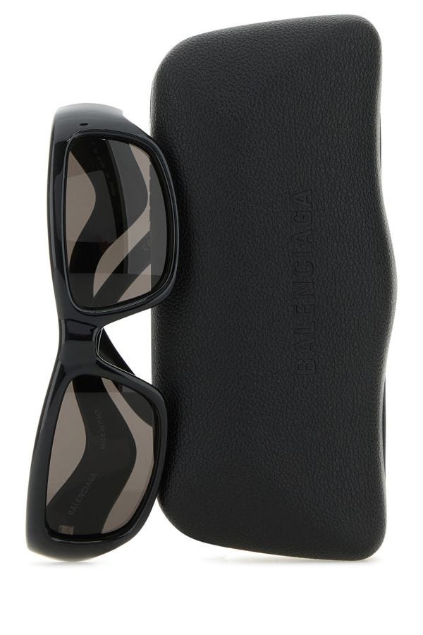 BALENCIAGA | Black acetate Hamptons Rectangle sunglasses