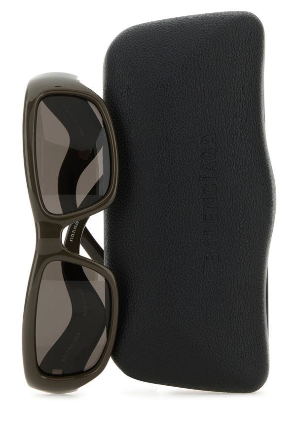 BALENCIAGA | Brown acetate Hamptons Rectangle sunglasses
