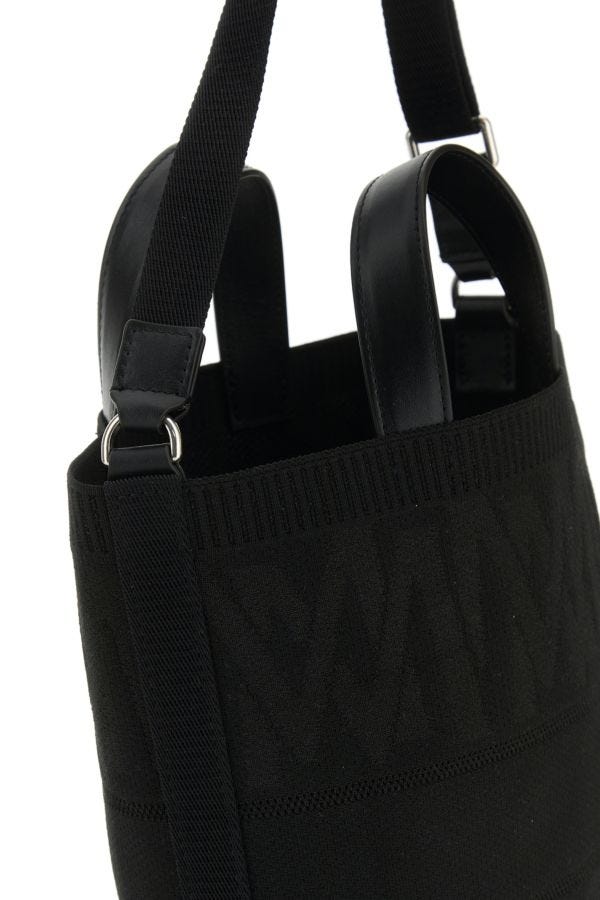 MONCLER | Black fabric mini Knit handbag