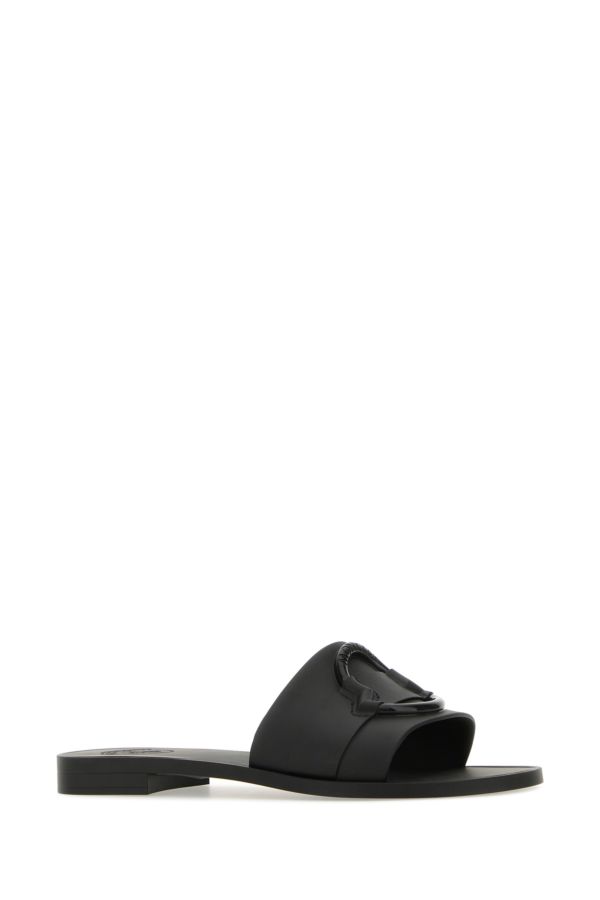 MONCLER | Black rubber Mon slippers
