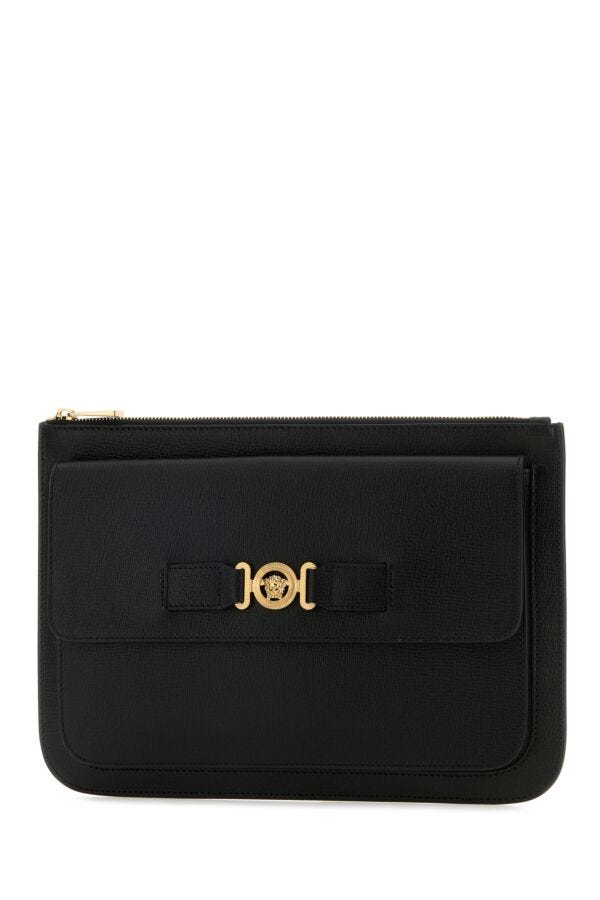 VERSACE | Black leather large Medusa Biggie clutch