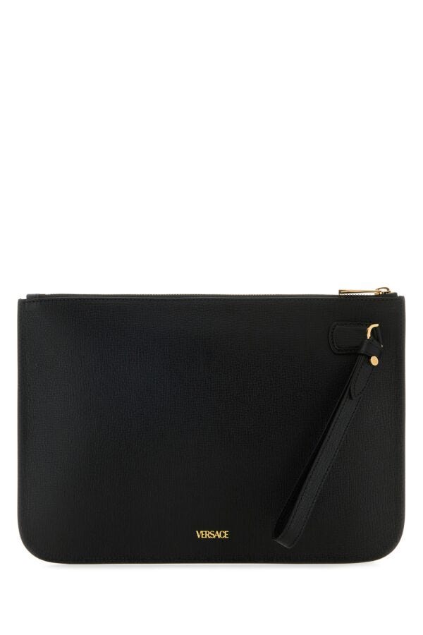 VERSACE | Black leather large Medusa Biggie clutch