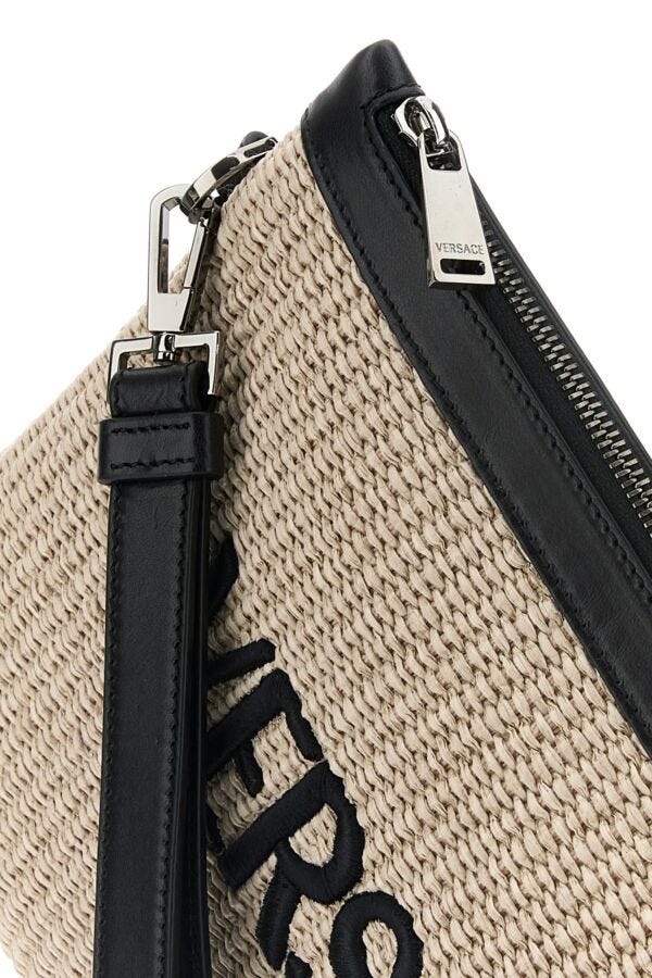 VERSACE | Cappuccino raffia pouch