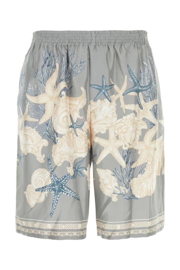 VERSACE | Printed silk bermuda shorts