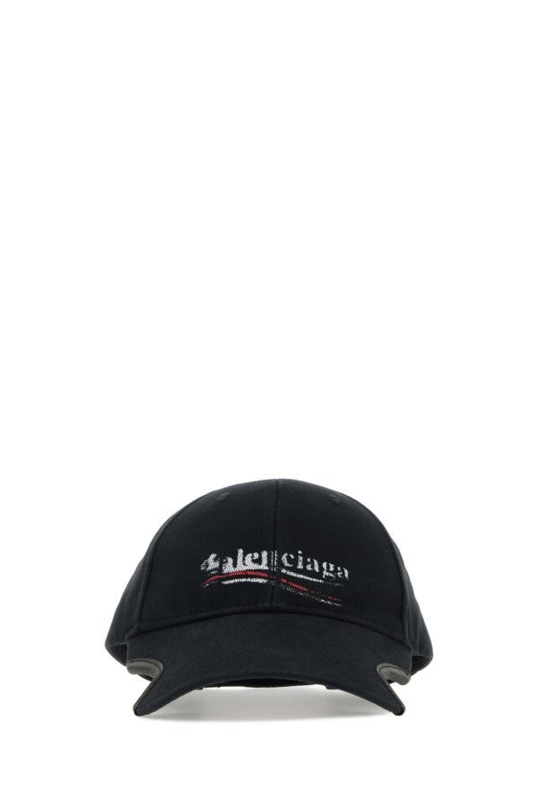 BALENCIAGA | Black drill Politico Stencil baseball cap
