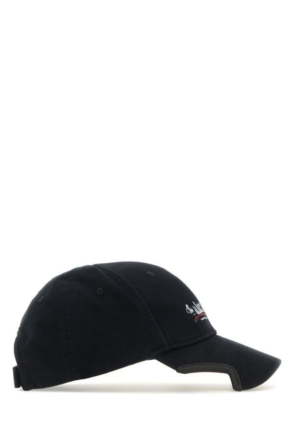BALENCIAGA | Black drill Politico Stencil baseball cap