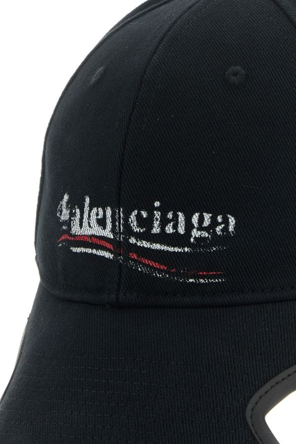 BALENCIAGA | Black drill Politico Stencil baseball cap