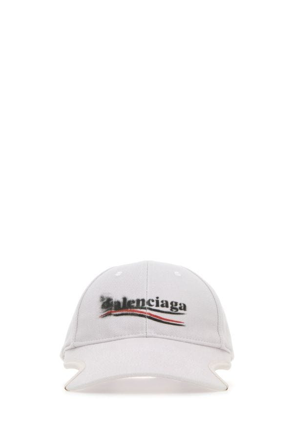 BALENCIAGA | White drill Politico Stencil baseball cap