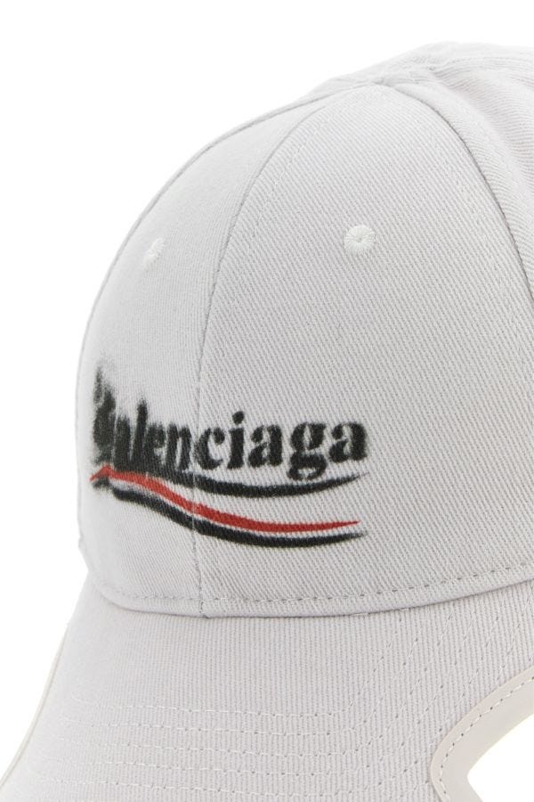 BALENCIAGA | White drill Politico Stencil baseball cap