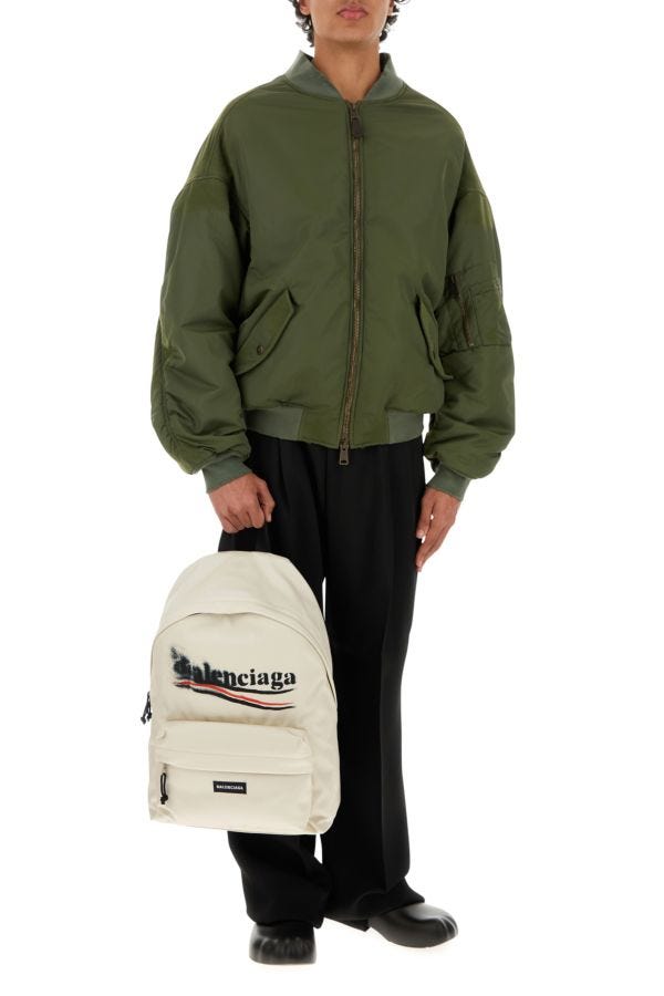 BALENCIAGA | Army green nylon padded bomber jacket
