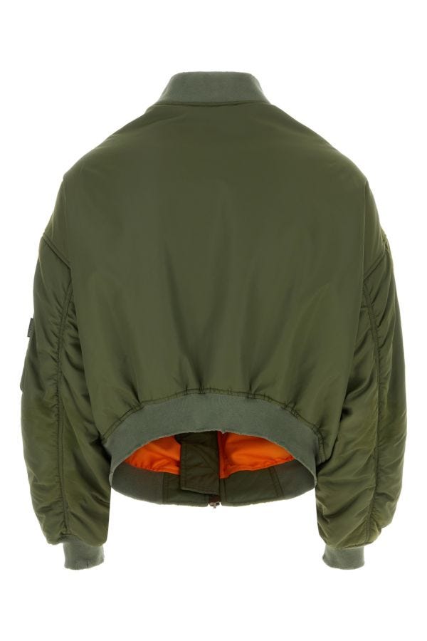 BALENCIAGA | Army green nylon padded bomber jacket