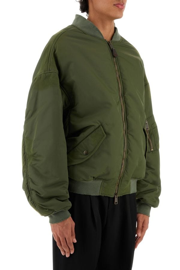 BALENCIAGA | Army green nylon padded bomber jacket