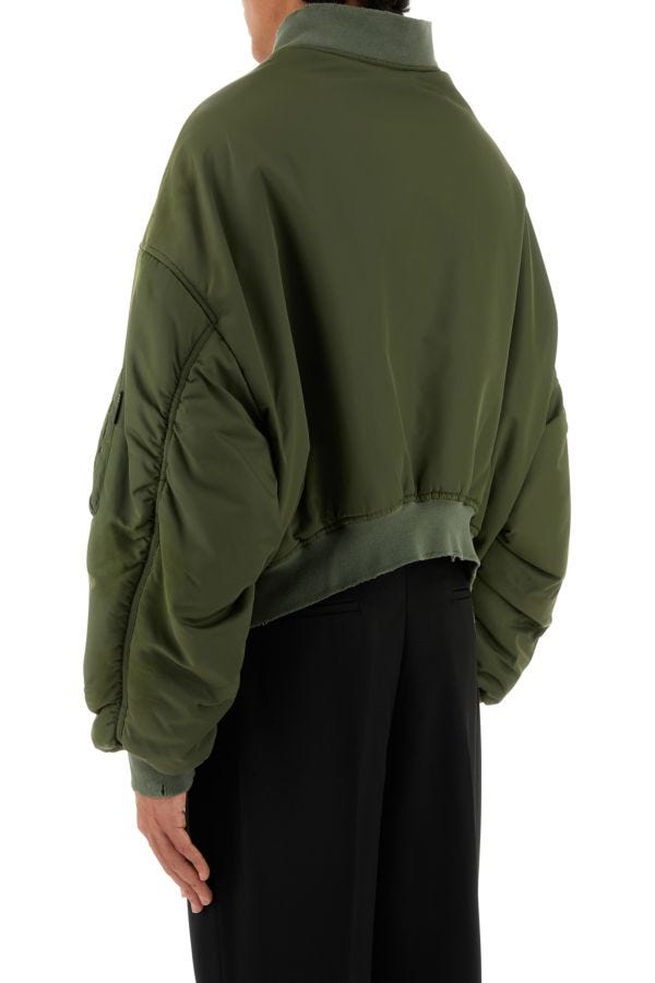 BALENCIAGA | Army green nylon padded bomber jacket