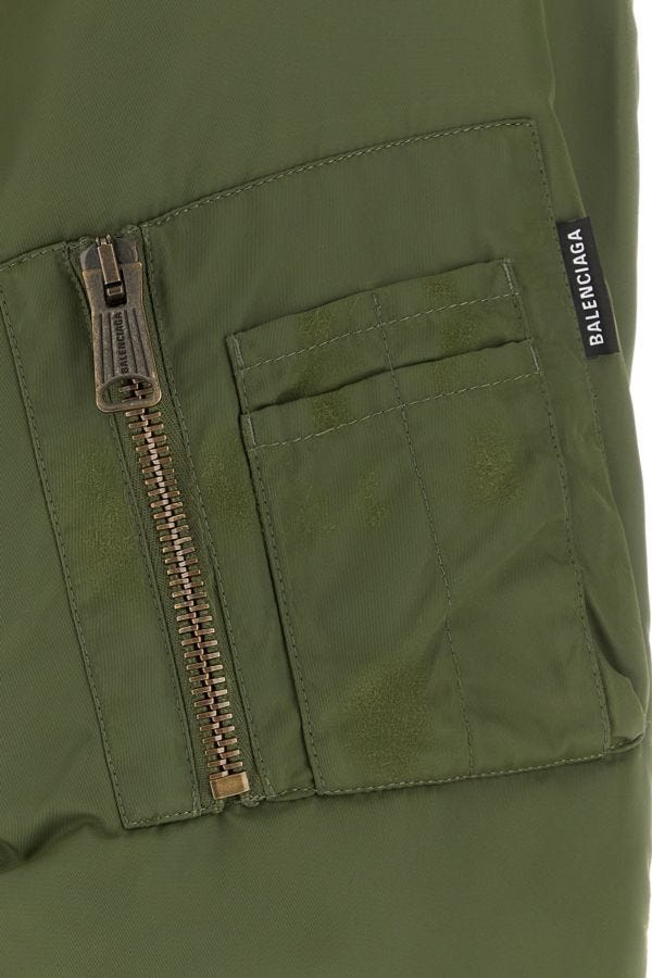 BALENCIAGA | Army green nylon padded bomber jacket