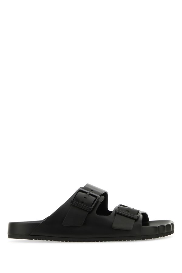 BALENCIAGA | Black leather Sunday slippers
