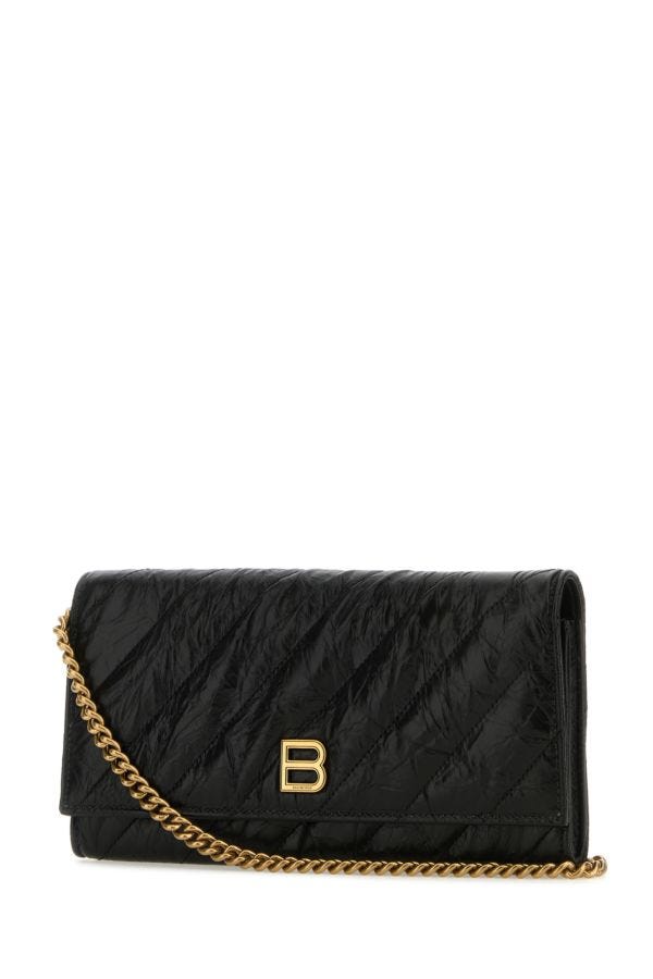 BALENCIAGA | Black leather Crush wallet