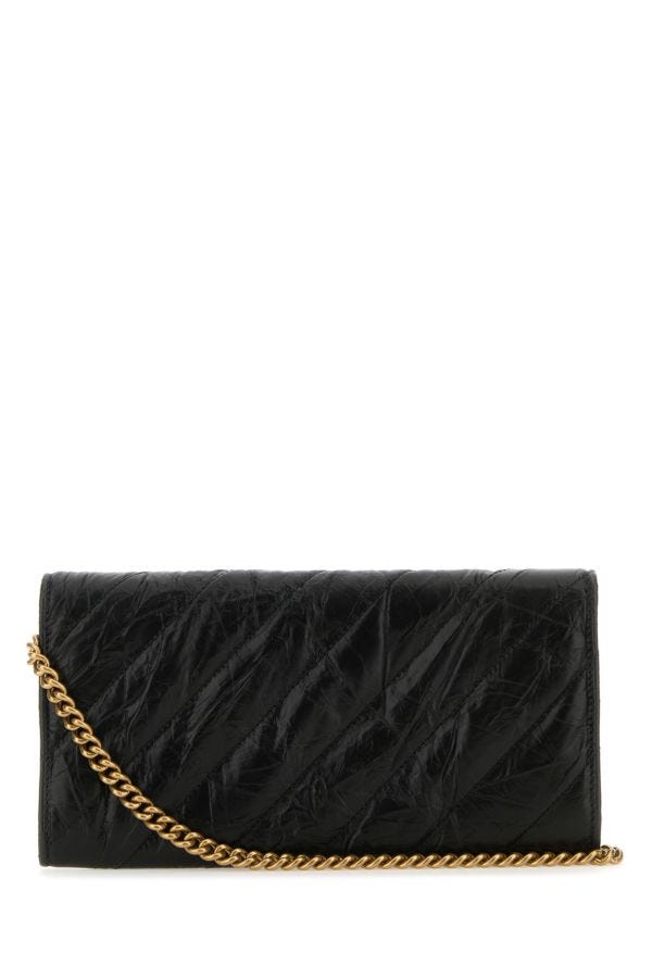 BALENCIAGA | Black leather Crush wallet
