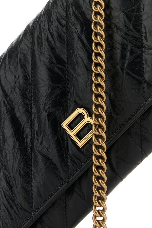 BALENCIAGA | Black leather Crush wallet