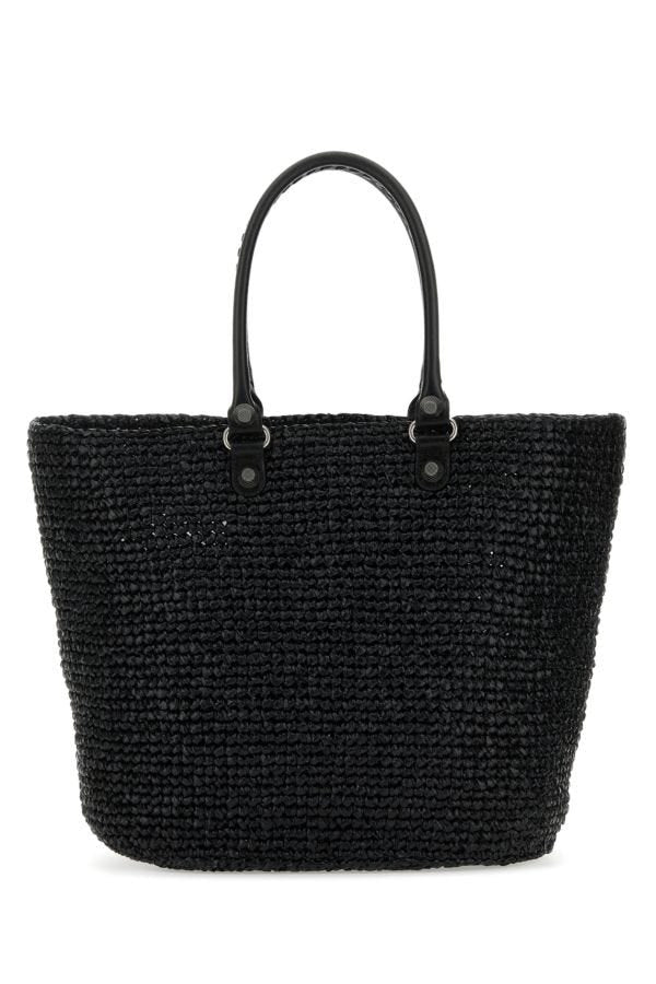 BALENCIAGA | Black raffia large Le Cagole Panier shopping bag
