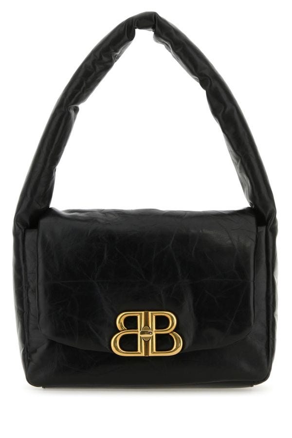BALENCIAGA | Black nappa leather small Monaco shoulder bag