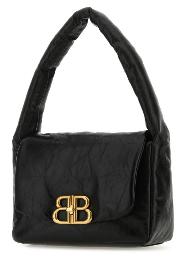 BALENCIAGA | Black nappa leather small Monaco shoulder bag