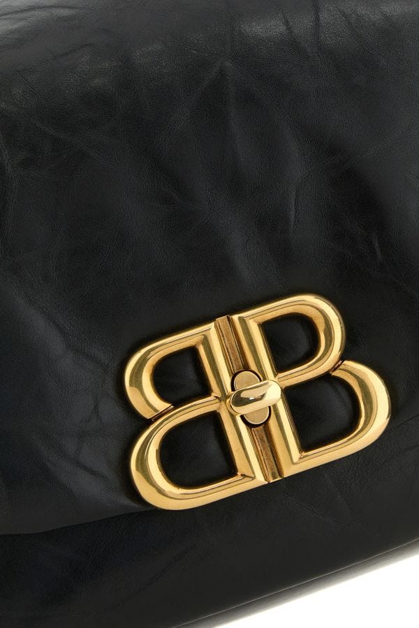 BALENCIAGA | Black nappa leather small Monaco shoulder bag