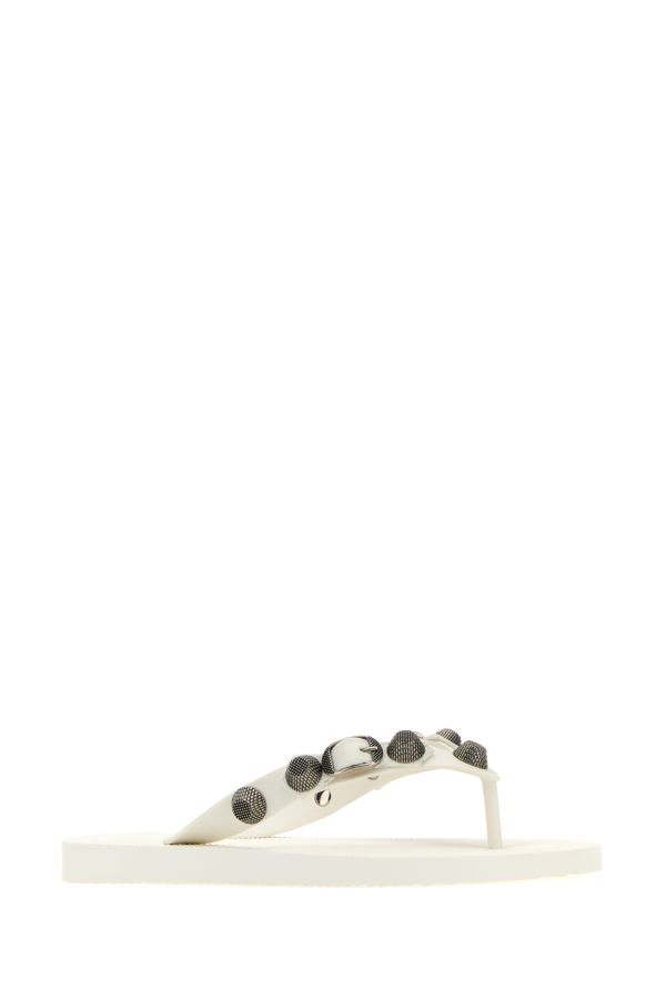 BALENCIAGA | White rubber Cagole thong slippers