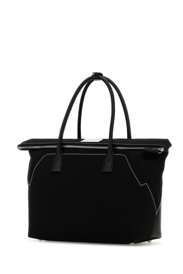 MAISON MARGIELA | Black leather large 5AC shopping bag