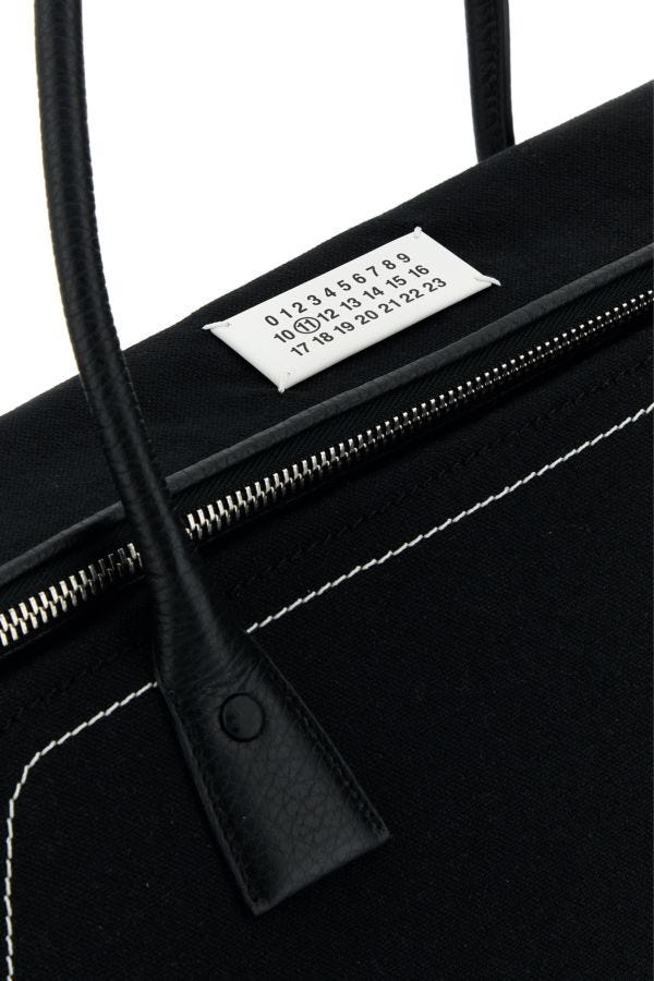 MAISON MARGIELA | Black leather large 5AC shopping bag