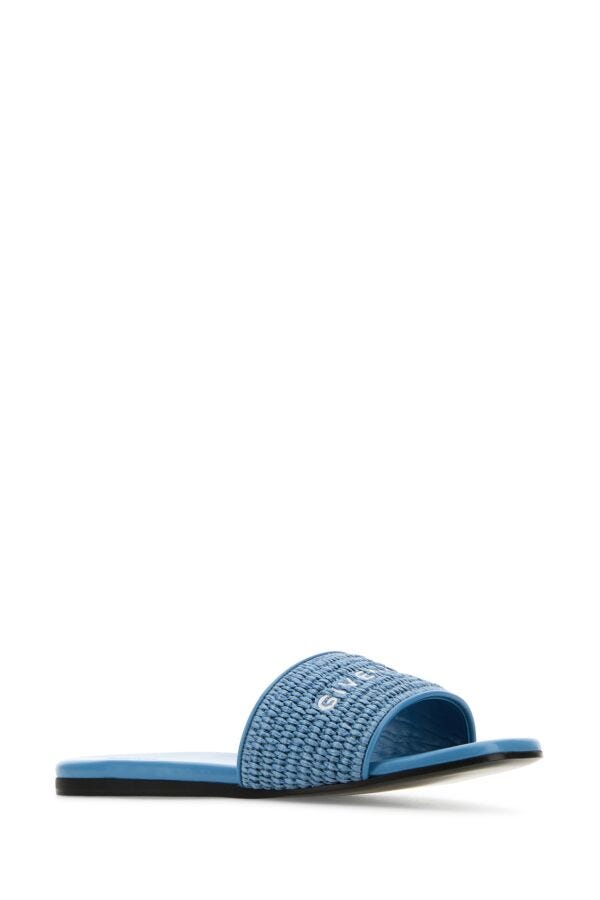 GIVENCHY | Denim blue raffia 4G slippers