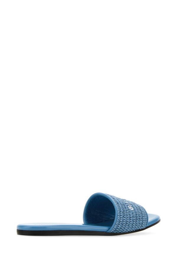 GIVENCHY | Denim blue raffia 4G slippers
