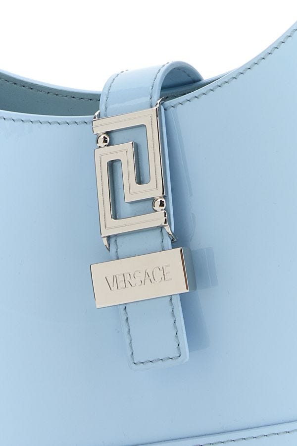 VERSACE | Pastel light-blue leather small Greca Goddess shoulder bag
