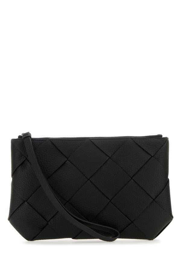 BOTTEGA VENETA | Black leather medium Diago clutch
