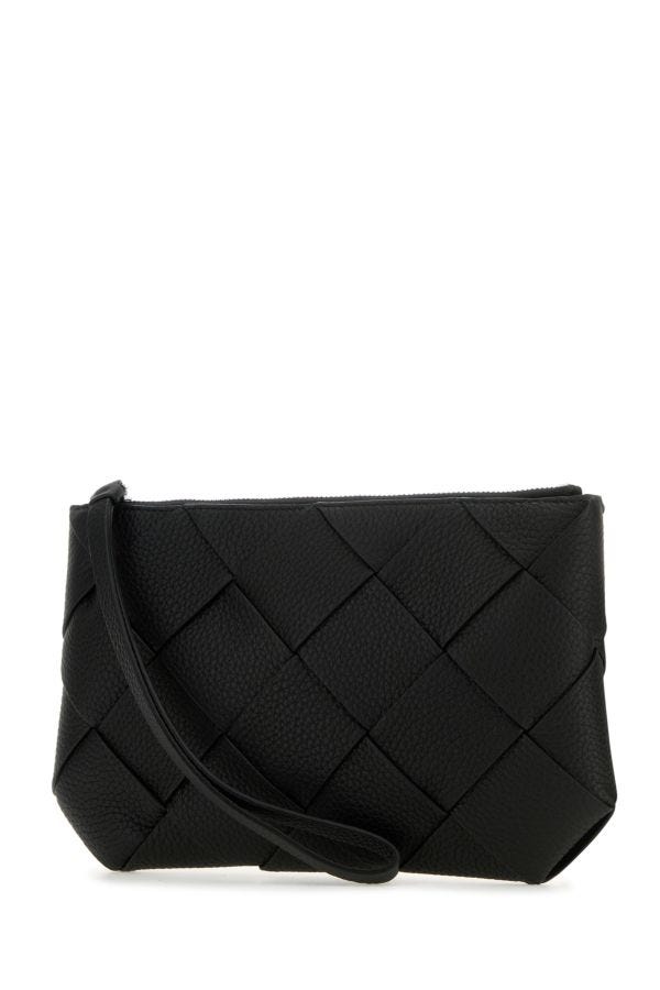 BOTTEGA VENETA | Black leather medium Diago clutch
