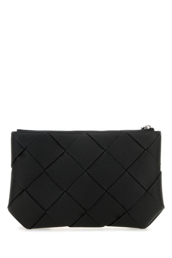 BOTTEGA VENETA | Black leather medium Diago clutch