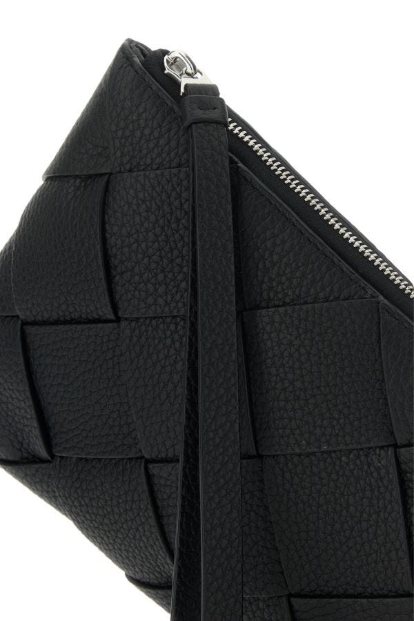 BOTTEGA VENETA | Black leather medium Diago clutch