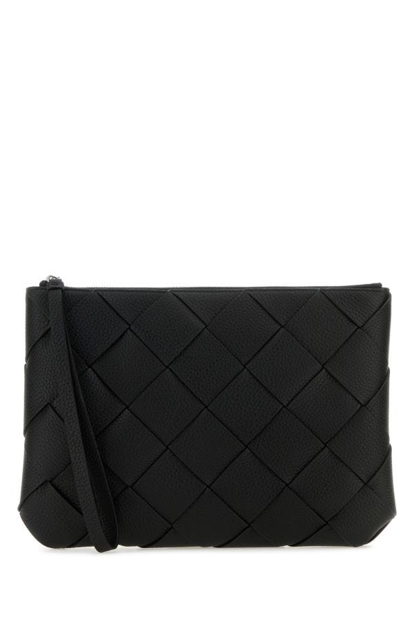 BOTTEGA VENETA | Black leather large Diago clutch