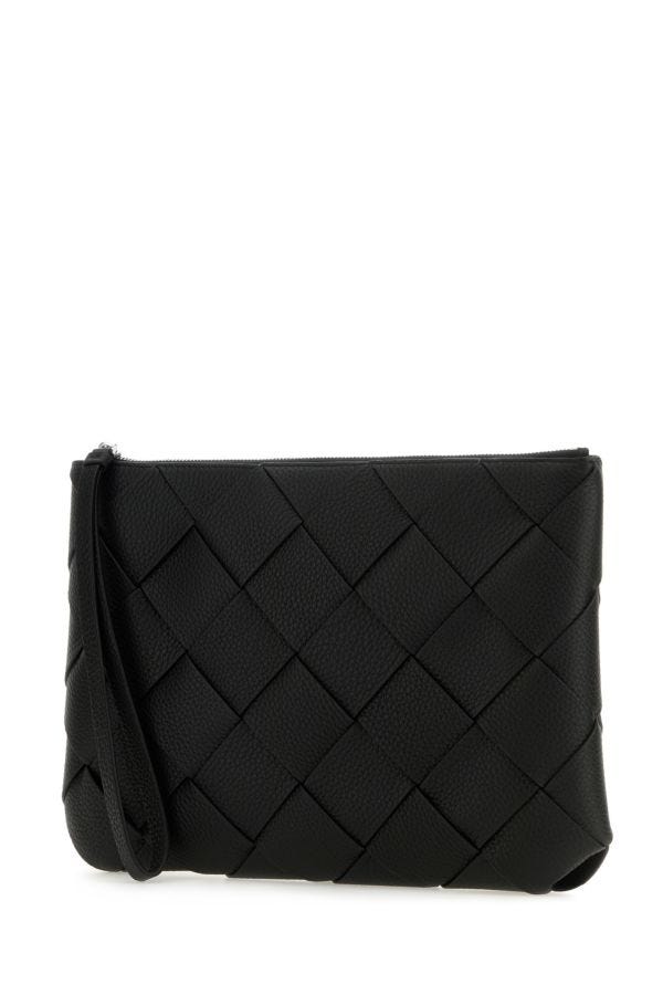 BOTTEGA VENETA | Black leather large Diago clutch