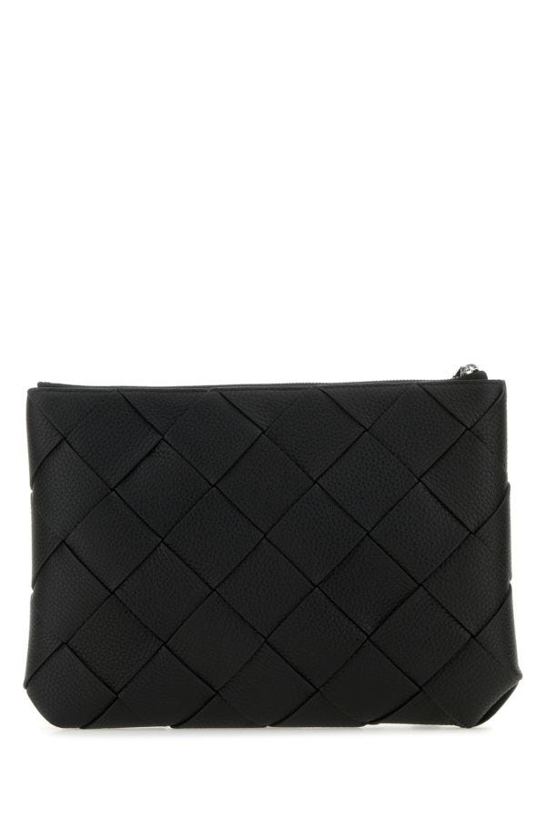 BOTTEGA VENETA | Black leather large Diago clutch
