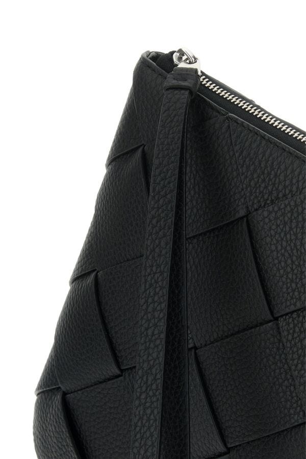 BOTTEGA VENETA | Black leather large Diago clutch