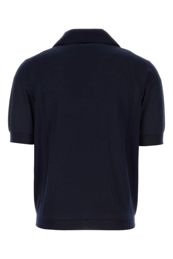 BOTTEGA VENETA | Midnight blue cashmere polo shirt