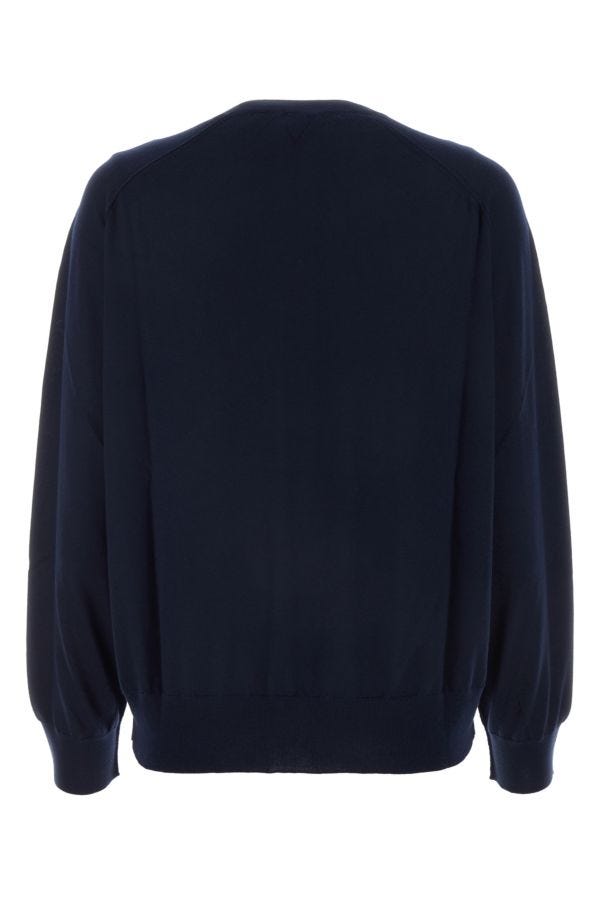 BOTTEGA VENETA | Navy blue stretch linen blend cardigan