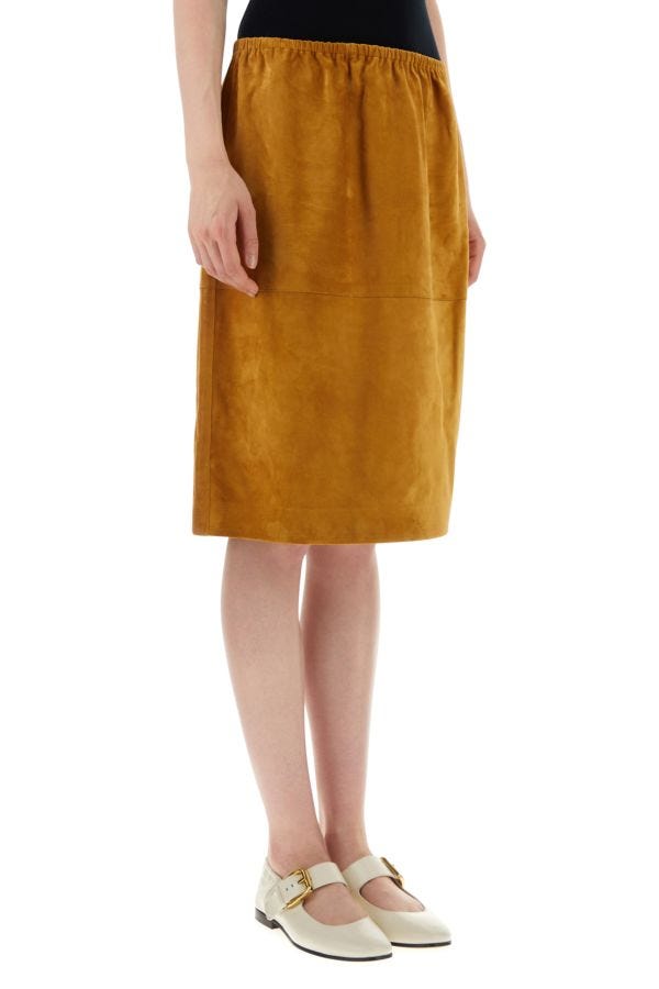 BOTTEGA VENETA | Camel suede skirt