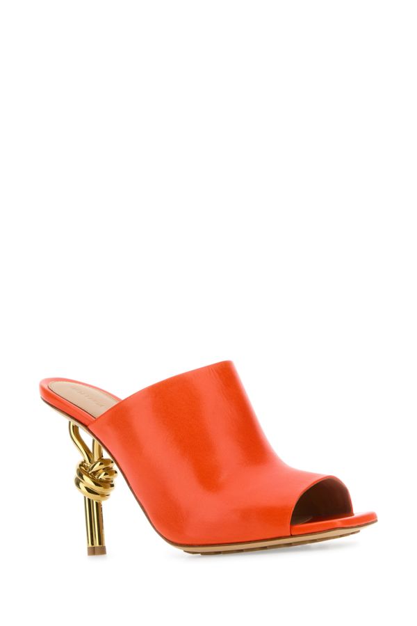 BOTTEGA VENETA | Orange nappa leather Knot mules